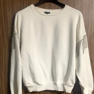 Express Rhinestone Fringe Sweatshirt